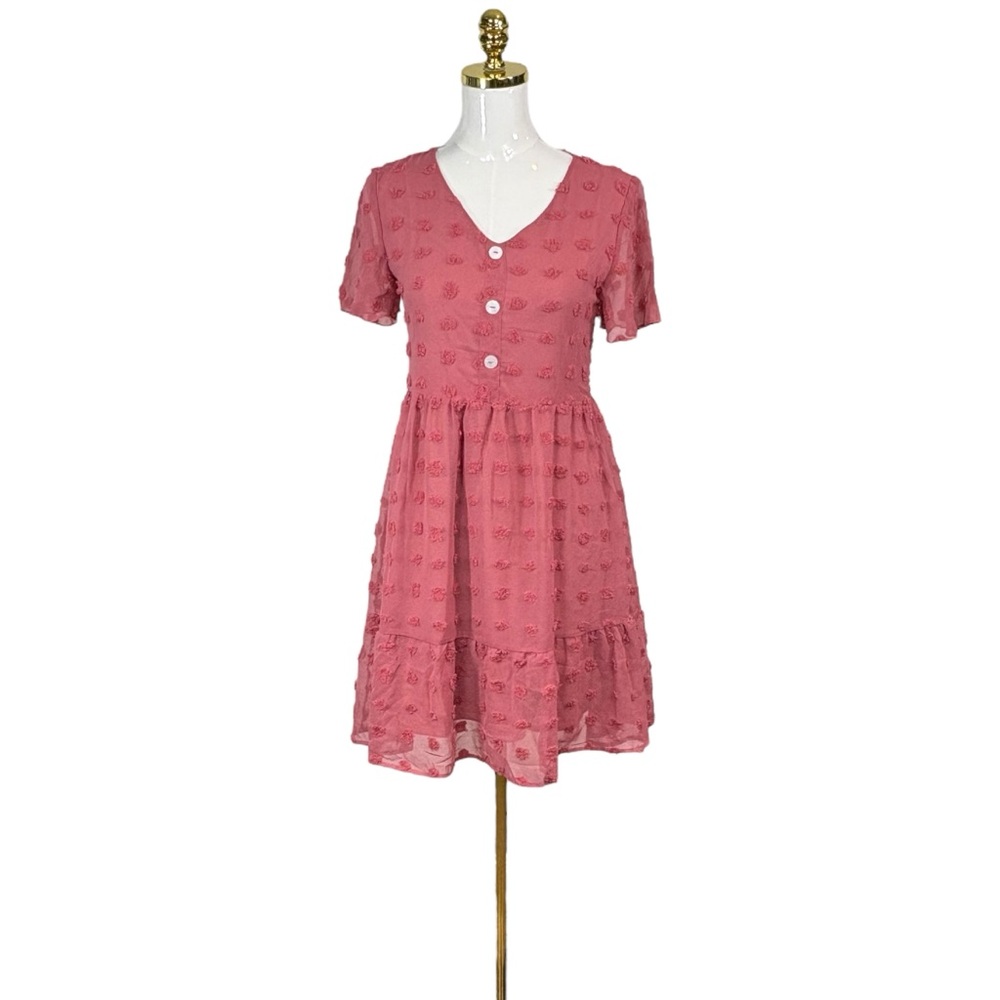 Woman’s Alredine textured Swiss dot pink babydoll dress size XS